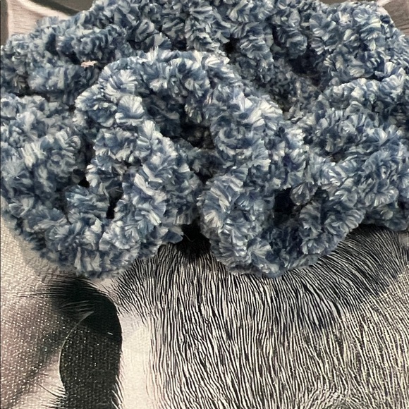 Blue and White Hair Scrunchies - Set of 2 - Picture 3 of 3